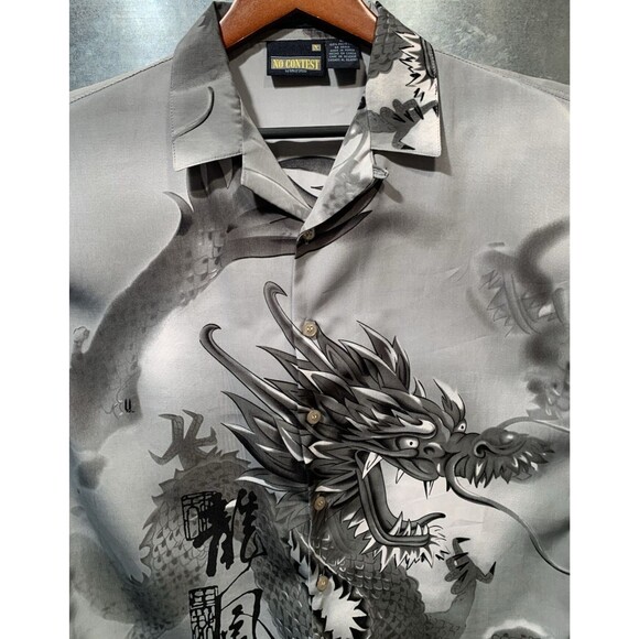 Ringo Sport No Contest Microfiber M Gray Graphic Asian Dragon Camp Y2K Retro - Picture 5 of 16